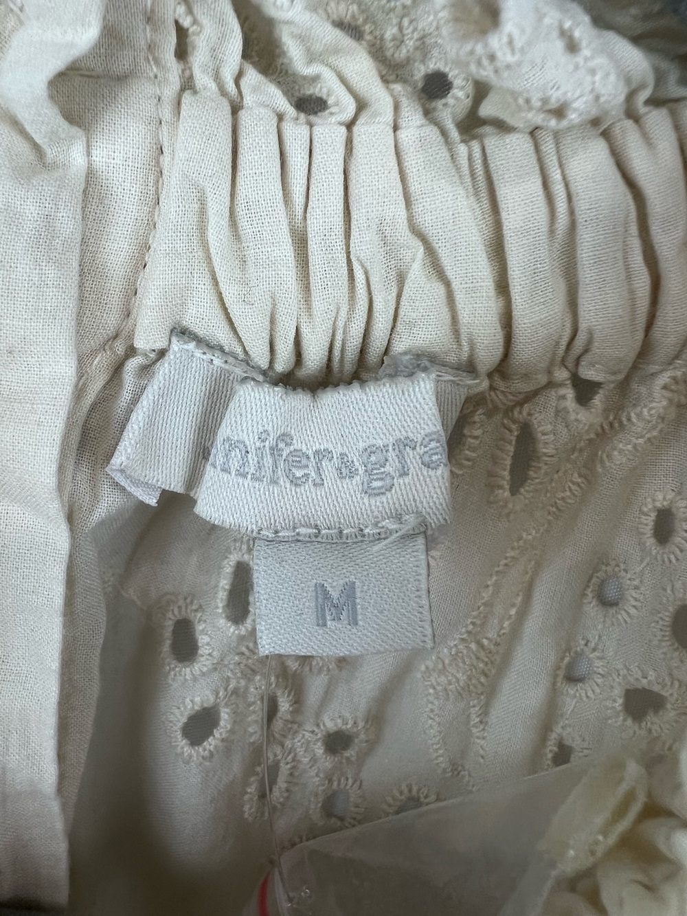 Jennifer And Grace Cream Eyelet Blouse Size Medium - Picture 5 of 12
